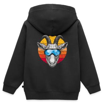 Lustige Ziege mit Skibrille - Kinder Premium Organic Zip Hoodie - Schwarz - Hinten - AI Model Kid Male (0cm)