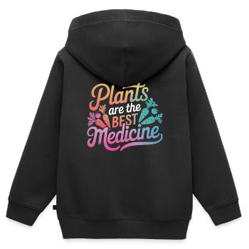 Végétarien Végétalien Végétarien Végétarien - Sweat Premium à capuche zippé enfant bio - noir - Dos - AI Model Kid Male (0cm)