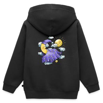 Jour et nuit - Sweat Premium à capuche zippé enfant bio - noir - Dos - AI Model Kid Male (0cm)