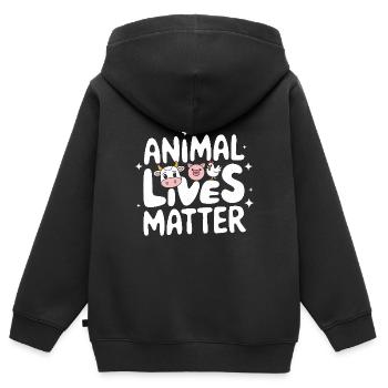 Végétarien Végétalien Végétarien Végétarien - Sweat Premium à capuche zippé enfant bio - noir - Dos - AI Model Kid Male (0cm)