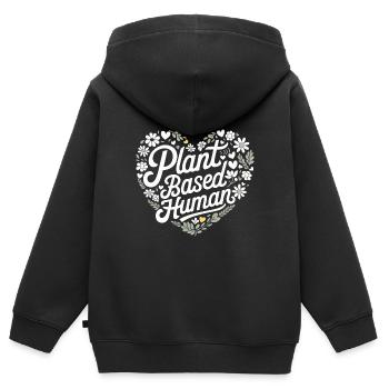 Vegetarian Vegan Veggie Vegetarian - Kids Premium Organic Zip-up Hoodie - black - Back - AI Model Kid Male (0cm)