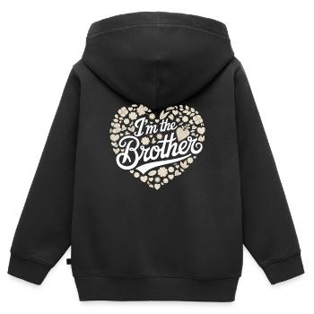 Frère Grand Frère Frère Famille - Sweat Premium à capuche zippé enfant bio - noir - Dos - AI Model Kid Male (0cm)