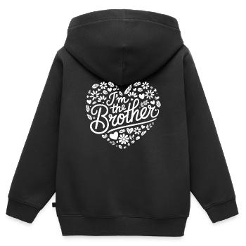 Frère Grand Frère Frère Famille - Sweat Premium à capuche zippé enfant bio - noir - Dos - AI Model Kid Male (0cm)
