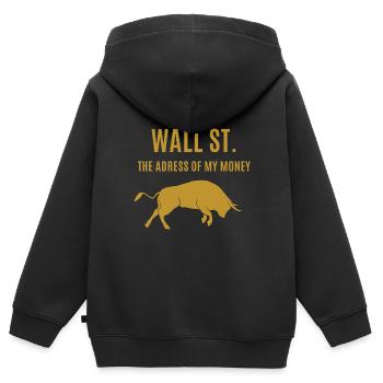 Wall Street - The Address Of My Money - Gold - Kinder Premium Organic Zip Hoodie - Schwarz - Hinten - AI Model Kid Male (0cm)