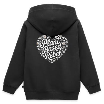 Végétarien Végétalien Végétarien Végétarien - Sweat Premium à capuche zippé enfant bio - noir - Dos - AI Model Kid Male (0cm)