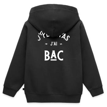 je peux pas j'ai bac idée cadeau humour - Sweat Premium à capuche zippé enfant bio - noir - Dos - AI Model Kid Male (0cm)