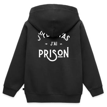 je peux pas j'ai prison cadeau humour citations - Sweat Premium à capuche zippé enfant bio - noir - Dos - AI Model Kid Male (0cm)