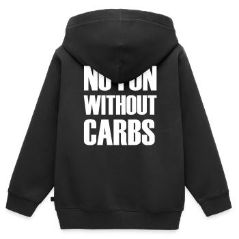 Pas de plaisir sans glucides - Sweat Premium à capuche zippé enfant bio - noir - Dos - AI Model Kid Male (0cm)
