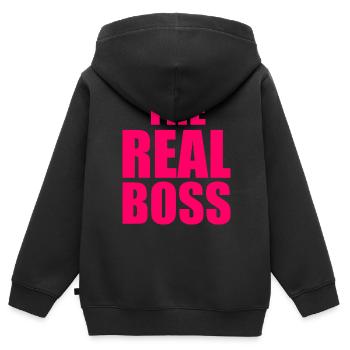 The real boss - Kinder Premium Organic Zip Hoodie - Schwarz - Hinten - AI Model Kid Male (0cm)