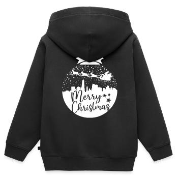 Weihnachten Schneeball Santa Sleigh Frohe Weihnachten Geschenk - Kinder Premium Organic Zip Hoodie - Schwarz - Hinten - AI Model Kid Male (0cm)