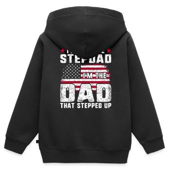 Dad That Stepped Up Stepdad USA Flag Stepfather - Kids Premium Organic Zip-up Hoodie - black - Back - AI Model Kid Male (0cm)