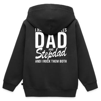 I Have Two Titles Dad And Step Dad Cool For - Kids Premium Organic Zip-up Hoodie - black - Back - AI Model Kid Male (0cm)