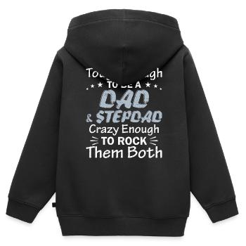 Dad Stepdad Funny Fathers Day Birthday Step - Kids Premium Organic Zip-up Hoodie - black - Back - AI Model Kid Male (0cm)