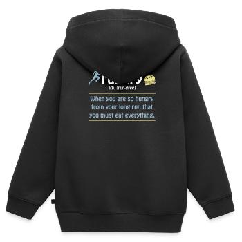 Rungry Definition Lustiger Läufer Marathon Zitat - Kinder Premium Organic Zip Hoodie - Schwarz - Hinten - AI Model Kid Male (0cm)