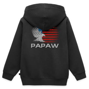 Papaw Vatertag Amerikanische Flagge Großvater Lustig - Kinder Premium Organic Zip Hoodie - Schwarz - Hinten - AI Model Kid Male (0cm)