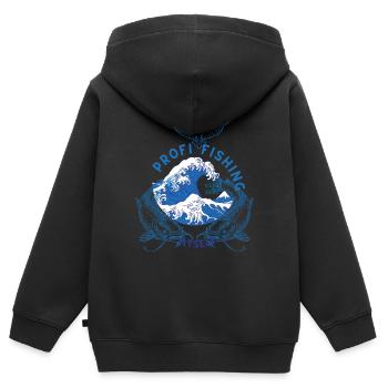 profi Fishing - Kinder Premium Organic Zip Hoodie - Schwarz - Hinten - AI Model Kid Male (0cm)