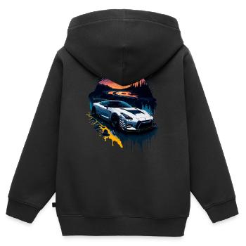 Sportwagen - Kinder Premium Organic Zip Hoodie - Schwarz - Hinten - AI Model Kid Male (0cm)