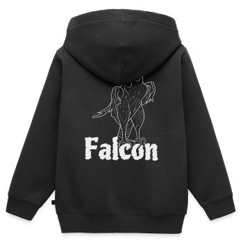 Falcon - Kinder Premium Organic Zip Hoodie - Schwarz - Hinten - AI Model Kid Male (0cm)