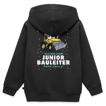 Junior Bauleiter - Kinder Premium Organic Zip Hoodie - Schwarz - Hinten - AI Model Kid Male (0cm)