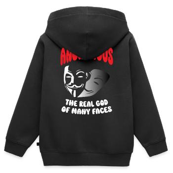Anonyme Le vrai Dieu aux multiples visages - Sweat Premium à capuche zippé enfant bio - noir - Dos - AI Model Kid Male (0cm)