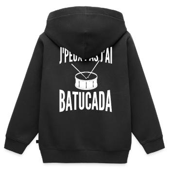 Batucada | Percussion | Samba - Sweat Premium à capuche zippé enfant bio - noir - Dos - AI Model Kid Male (0cm)
