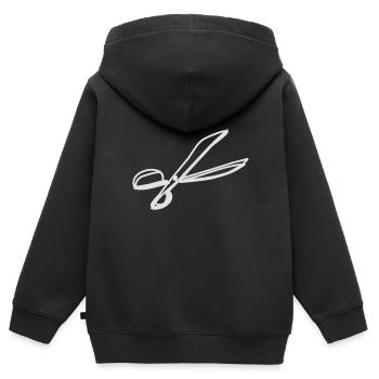Schere - Kinder Premium Organic Zip Hoodie - Schwarz - Hinten - AI Model Kid Male (0cm)