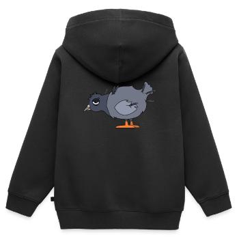 Pigeon fatigué - Sweat Premium à capuche zippé enfant bio - noir - Dos - AI Model Kid Male (0cm)