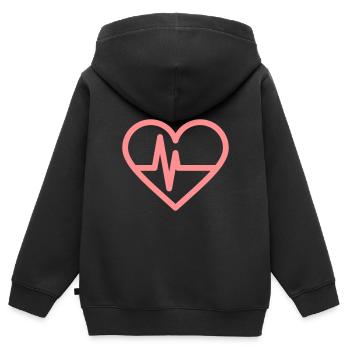 Heartbeat Herz Herzschlag - Kinder Premium Organic Zip Hoodie - Schwarz - Hinten - AI Model Kid Male (0cm)