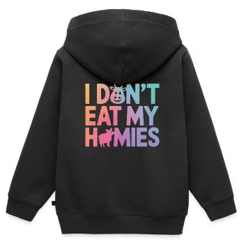 Vegetarian Vegan Veggie Vegetarian - Kids Premium Organic Zip-up Hoodie - black - Back - AI Model Kid Male (0cm)
