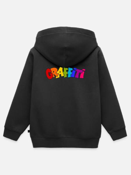 Graffito - Premium børne zip-hættetrøje økologisk - sort