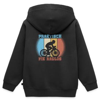 Radler Fahrradfahrer Kurier praktisch nie radlos - Kinder Premium Organic Zip Hoodie - Schwarz - Hinten - AI Model Kid Male (0cm)