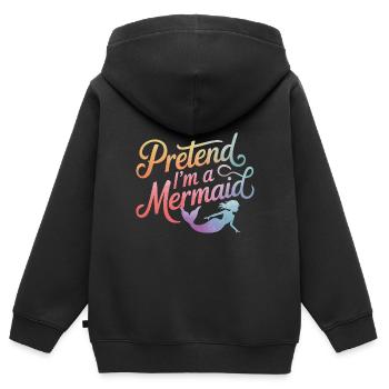 Sirène Fable Sirènes Conte de fées - Sweat Premium à capuche zippé enfant bio - noir - Dos - AI Model Kid Male (0cm)