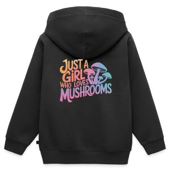 Champignons Champignons Champignon Champignon - Sweat Premium à capuche zippé enfant bio - noir - Dos - AI Model Kid Male (0cm)