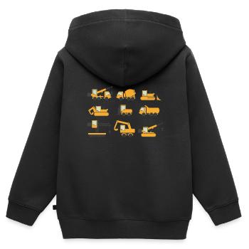 Chantier silhouette cadeau pelleteuse - Sweat Premium à capuche zippé enfant bio - noir - Dos - AI Model Kid Male (0cm)
