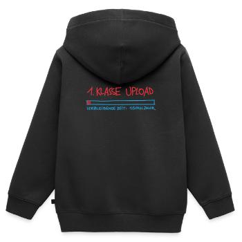 Erste Klasse Upload - Kinder Premium Organic Zip Hoodie - Schwarz - Hinten - AI Model Kid Male (0cm)