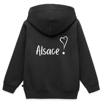Alsace avec coeur - Sweat Premium à capuche zippé enfant bio - noir - Dos - AI Model Kid Male (0cm)