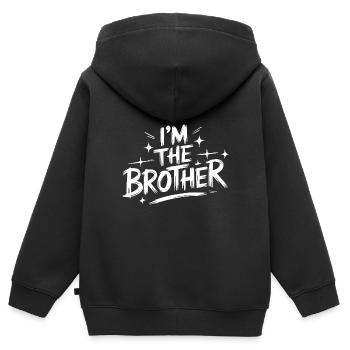 Frère Grand Frère Frère Famille - Sweat Premium à capuche zippé enfant bio - noir - Dos - AI Model Kid Male (0cm)