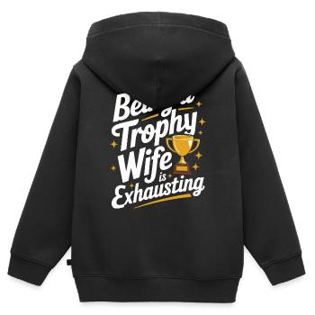 Frau Ehefrau Partnerin Familie Verheiratet - Kinder Premium Organic Zip Hoodie - Schwarz - Hinten - AI Model Kid Male (0cm)