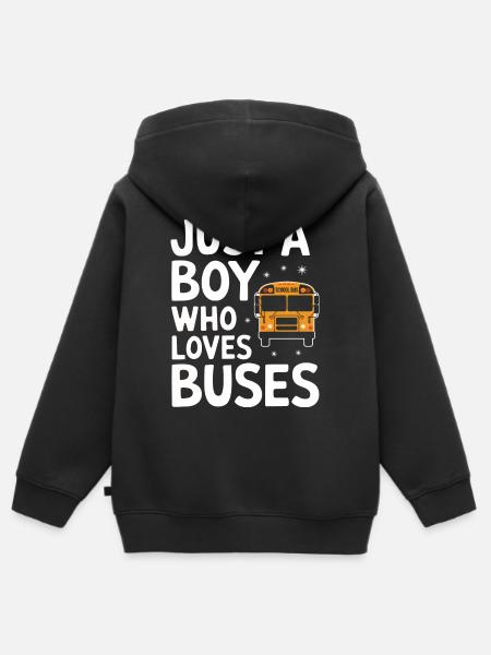 Bus Busfahrer Schulbus - Premium børne zip-hættetrøje økologisk - sort