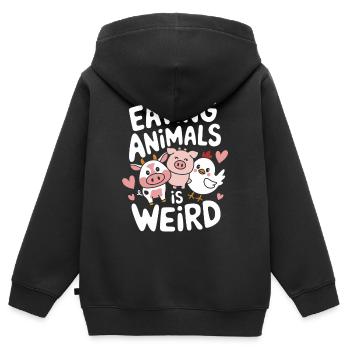 Végétarien Végétalien Végétarien Végétarien - Sweat Premium à capuche zippé enfant bio - noir - Dos - AI Model Kid Male (0cm)