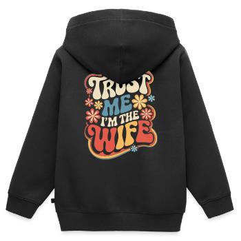 Frau Ehefrau Partnerin Familie Verheiratet - Kinder Premium Organic Zip Hoodie - Schwarz - Hinten - AI Model Kid Male (0cm)