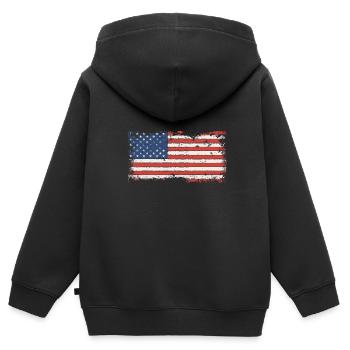 USA Flagge Amerika - Kinder Premium Organic Zip Hoodie - Schwarz - Hinten - AI Model Kid Male (0cm)