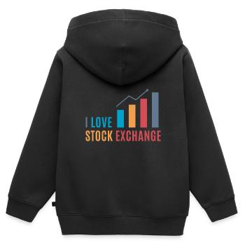 Börse / Wall Street - I love Stock Exchange - Kinder Premium Organic Zip Hoodie - Schwarz - Hinten - AI Model Kid Male (0cm)