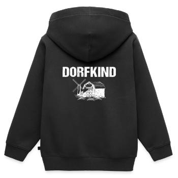 Dorfkind Bauernhof Landleben Dorf - Kinder Premium Organic Zip Hoodie - Schwarz - Hinten - AI Model Kid Male (0cm)