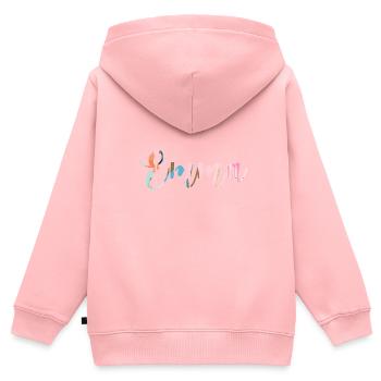 emma, lettering, lettering, colorful - Kids Premium Organic Zip-up Hoodie - rose - Back - AI Model Kid Female (0cm)
