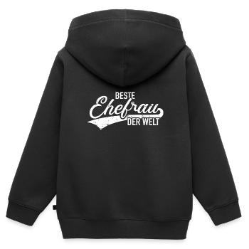 Ehefrau - Kinder Premium Organic Zip Hoodie - Schwarz - Hinten - AI Model Kid Male (0cm)