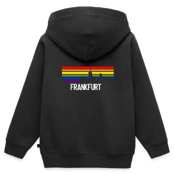 LGBT Frankfurt Gay Pride Queer CSD Stadt - Kinder Premium Organic Zip Hoodie - Schwarz - Hinten - AI Model Kid Male (0cm)