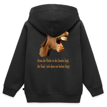 Zum Lachen - Kinder Premium Organic Zip Hoodie - Schwarz - Hinten - AI Model Kid Male (0cm)