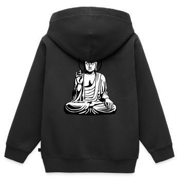 Young Buddha No.1_2c - Kids Premium Organic Zip-up Hoodie - black - Back - AI Model Kid Male (0cm)