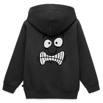 Unsicheres Ängstliches Comic Cartoon Gesicht - Kinder Premium Organic Zip Hoodie - Schwarz - Hinten - AI Model Kid Male (0cm)